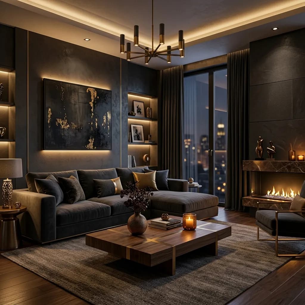 Salon luxueux rénové par ARTDEA - rénovation intérieure haut de gamme en Île-de-France